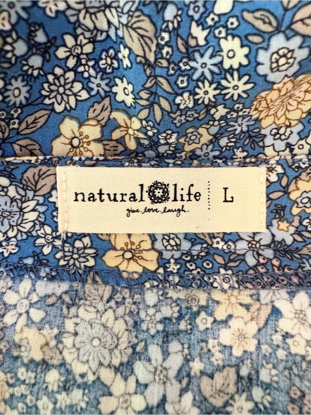 Natural Life Sophia Ditsy Floral Maxi Wrap Dress Blue Boho Size Large - Picture 9 of 11